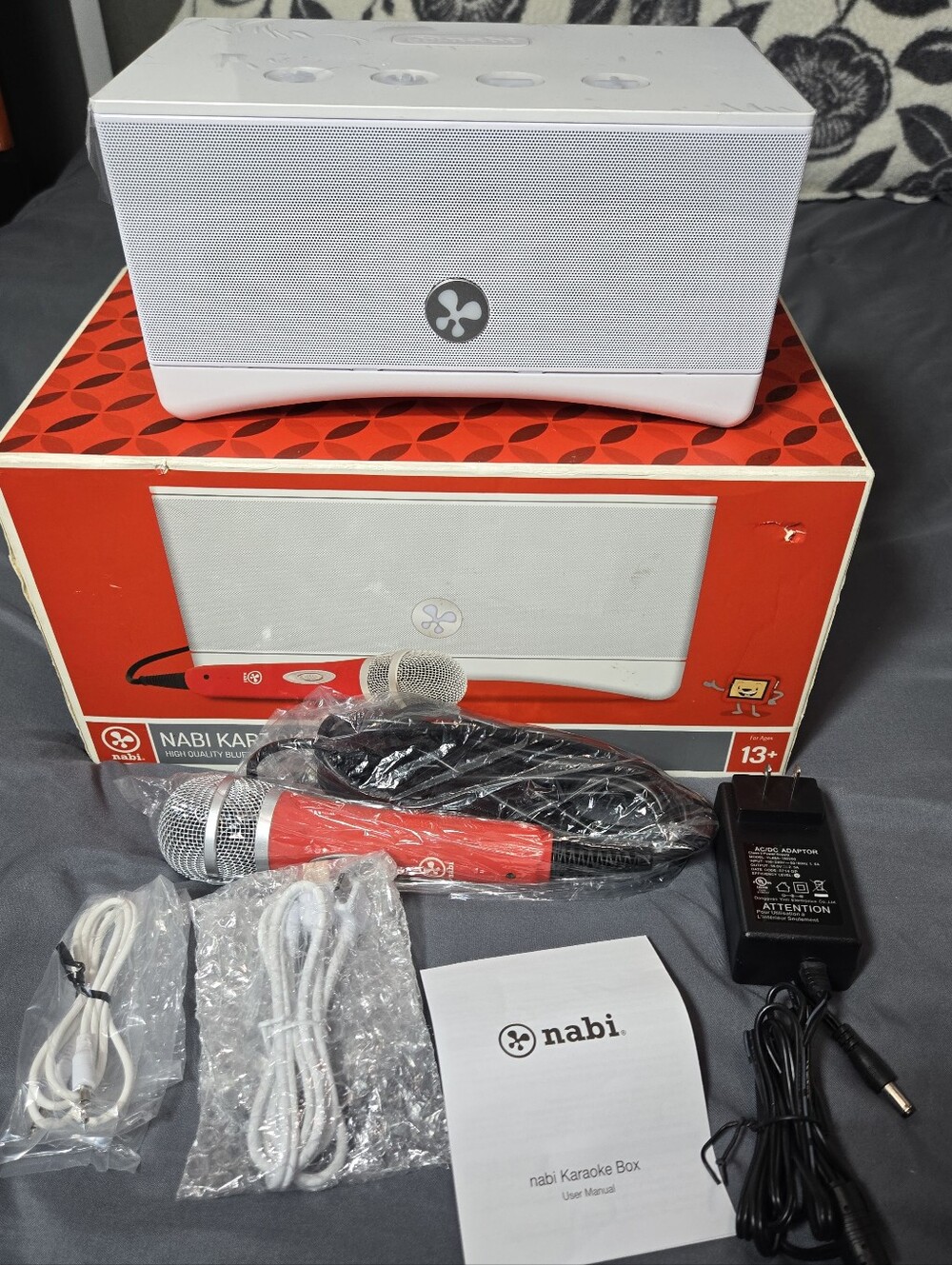 nabi Karaoke Box with Microphone - White and Red
